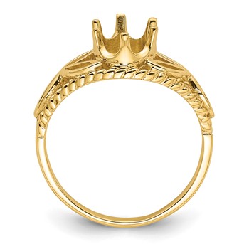 14k Polished Holds 8x6 Oval Gemstone Filigree Ring Mounting — alternate view