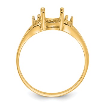 14k Polished Holds 2-1.6mm Round and 1-9x7 Oval Gemstone Filigree Ring Mounting — alternate view