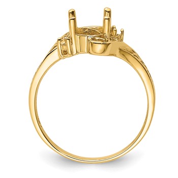 14k Polished Holds 2-1.6mm and 1-9x7 Oval Gemstone Filigree Ring Mounting — alternate view