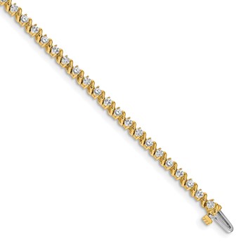 14k Holds 2 carat 44-2.25mm Round Diamond Swirled 2-prong 7 inch Tennis Bracelet Mounting