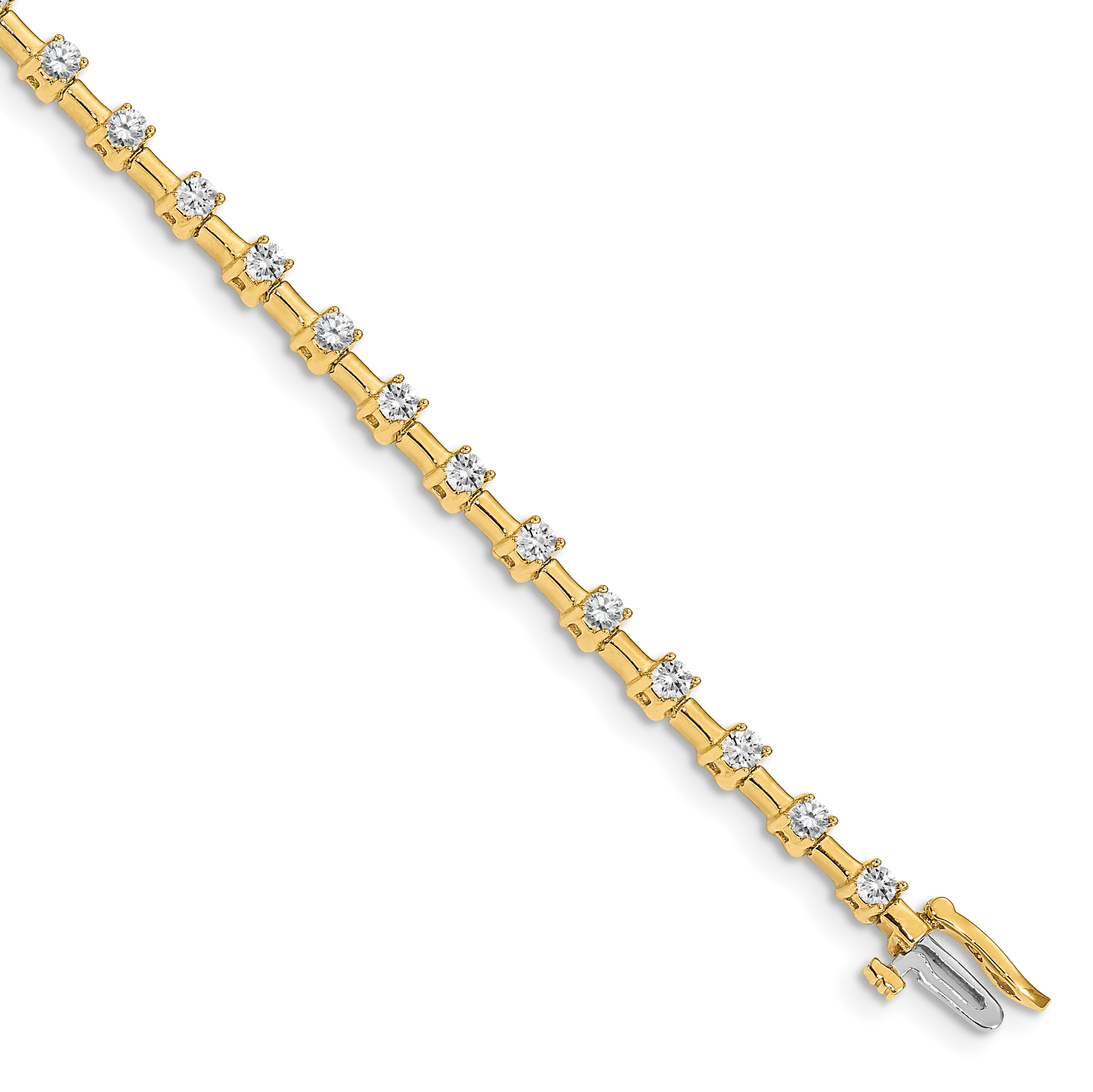 14k Complete 2 carat Round A Diamond Bar Link 7 inch Tennis Bracelet