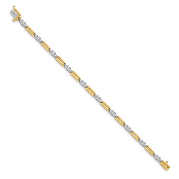 14k Two-Tone Holds 2.1 carat 20-2.2mm/10-3.2mm Round Diamond Bar Link 7 inch Tennis Bracelet Mounting — alternate view