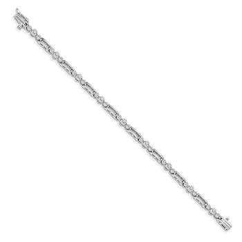 14k White Gold Holds 1 carat 18-1.9mm/9-2.4mm Round Diamond Bezel Paperclip Link 7 inch Tennis Bracelet Mounting — alternate view