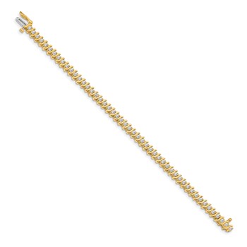 14k Holds 2 carat 49-2.2mm Round Diamond 2-prong S-link 7 inch Tennis Bracelet Mounting — alternate view