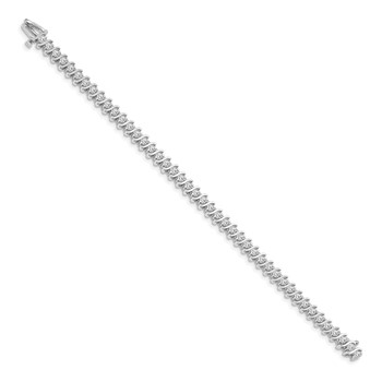 14k White Gold Holds 3.08 carat 44-2.6mm Round Diamond 2-prong S-link 7 inch Tennis Bracelet Mounting — alternate view