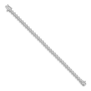 14k White Gold Holds 3.9 carat 38-3.0mm Round Diamond 2-prong S-link 7 inch Tennis Bracelet Mounting — alternate view