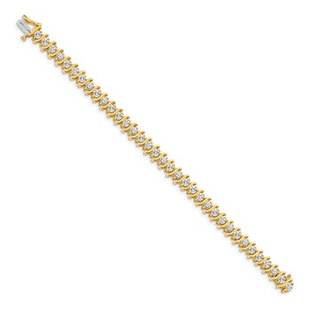 14k Holds 5.95 carat 35-3.5mm Round Diamond 2-prong S-link 7 inch Tennis Bracelet Mounting — alternate view