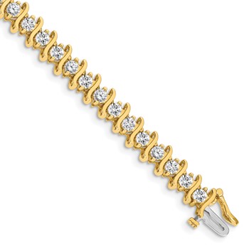 14k Holds 5.95 carat 35-3.5mm Round Diamond 2-prong S-link 7 inch Tennis Bracelet Mounting