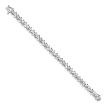 14k White Gold Holds 5.95 carat 35-3.5mm Round Diamond 2-prong S-link 7 inch Tennis Bracelet Mounting — alternate view