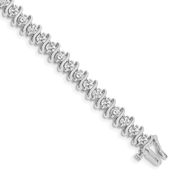 14k White Gold Holds 5.95 carat 35-3.5mm Round Diamond 2-prong S-link 7 inch Tennis Bracelet Mounting