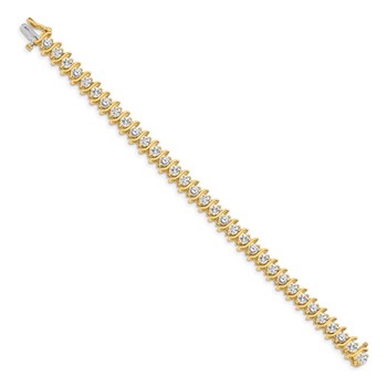 14k Holds 7.19 carat 33-3.8mm Round Diamond 2-prong S-link 7 inch Tennis Bracelet Mounting — alternate view