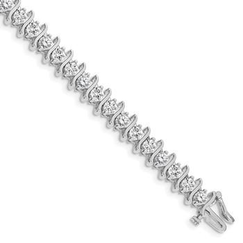14k White Gold Holds 7.19 carat 33-3.8mm Round Diamond 2-prong S-link 7 inch Tennis Bracelet Mounting