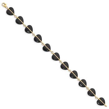 14k Black Onyx Hearts 7 inch Bracelet — alternate view