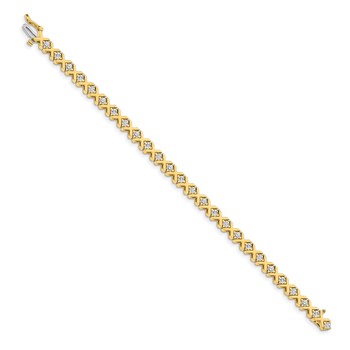 14k Holds 2.4 carat 26-2.9mm Round Diamond 4-prong X-design 7 inch Tennis Bracelet Mounting — alternate view