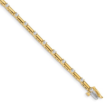 14k Holds 1 carat 19-2.4mm Round Diamond Bar Link 7 inch Tennis Bracelet Mounting