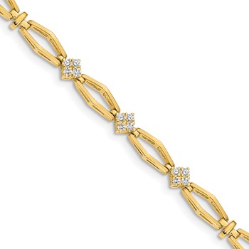14k Holds 1/5 carat 12-1.6mm Round Diamond Cluster Fancy 7 inch Bracelet Mounting