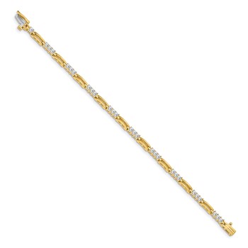 14k Holds 1.5 carat 28-2.4mm Round Diamond Paperclip Link 7 inch Tennis Bracelet Mounting — alternate view
