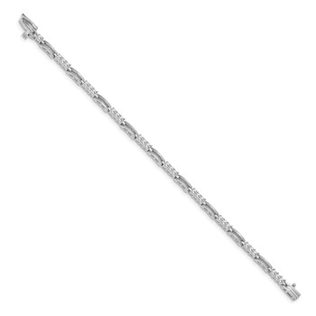 14k White Gold Holds 1.5 carat 28-2.4mm Round Diamond Paperclip Link 7 inch Tennis Bracelet Mounting — alternate view