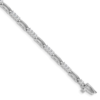 14k White Gold Holds 1.5 carat 28-2.4mm Round Diamond Paperclip Link 7 inch Tennis Bracelet Mounting