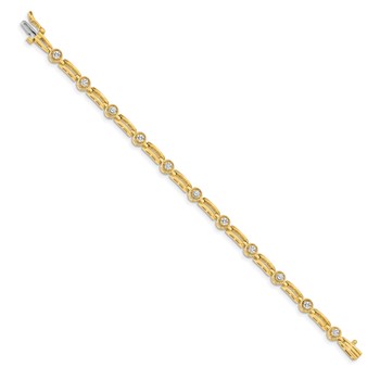14k Holds 3/4 carat 11-2.6mm Round Diamond 4-prong Bar Link 7 inch Tennis Bracelet Mounting — alternate view