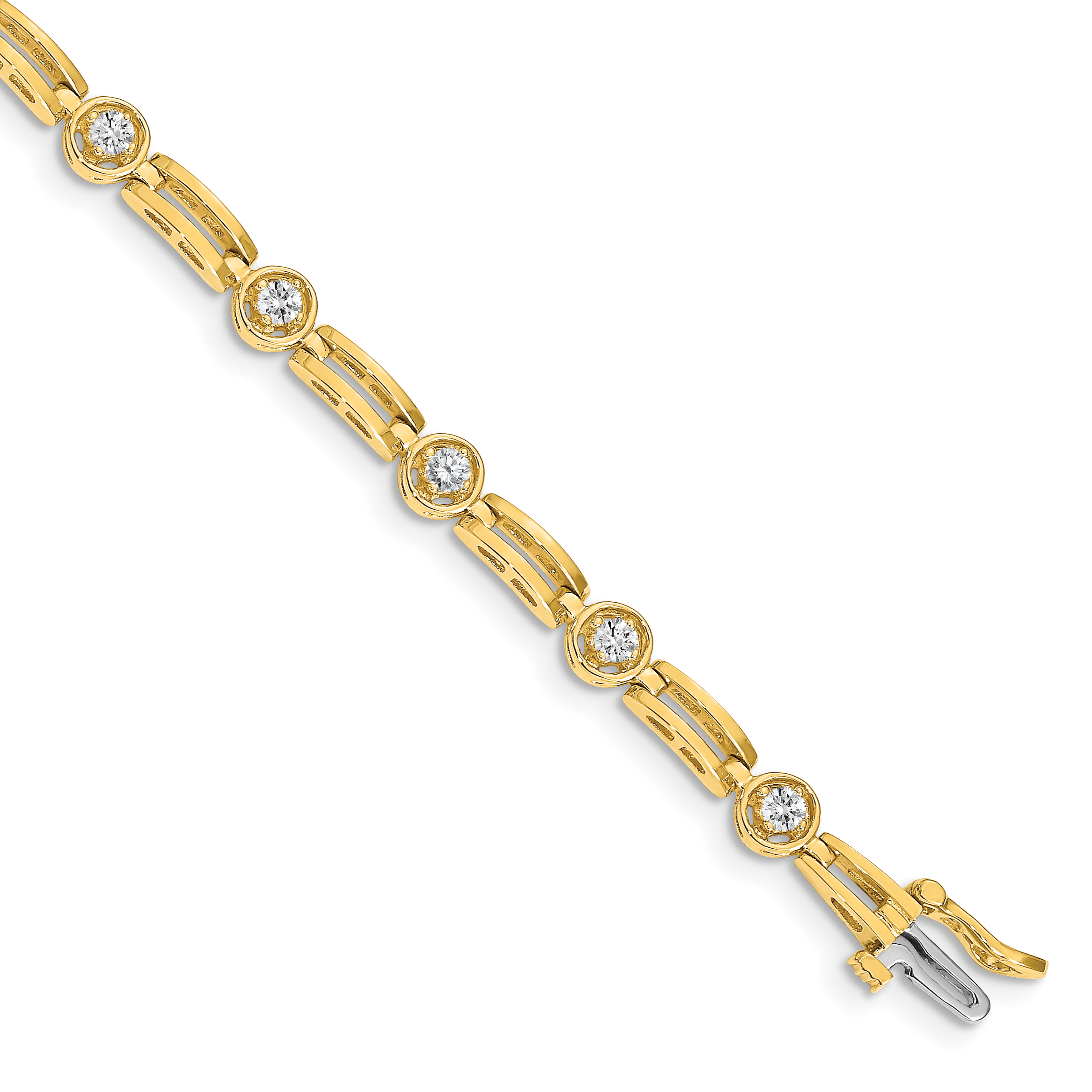 14k Complete 3/4 carat Round A Diamond 4-prong Bar Link 7 inch Tennis Bracelet