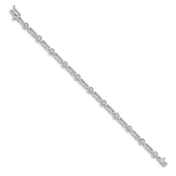 14k White Gold Holds 3/4 carat 11-2.6mm Round Diamond 4-prong Bar Link 7 inch Tennis Bracelet Mounting — alternate view