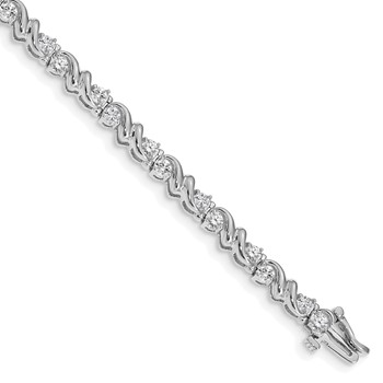 14k White Gold Holds 1.45 carat 28-2.4mm Round Diamond Fancy Swirl 7 inch Tennis Bracelet Mounting