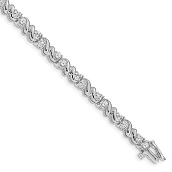14k White Gold Holds 2.88 carat 28-3mm Round Diamond Fancy Swirl 7 inch Tennis Bracelet Mounting
