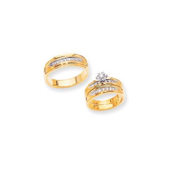 14k AA Quality Trio Mens Wedding Band