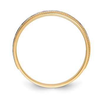 14k and Rhodium AA Quality 1/20 carat Diamond Trio Mens Complete Wedding Band — alternate view