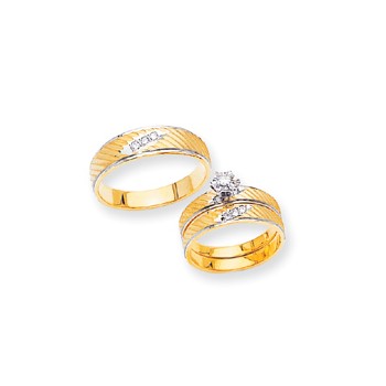 14k .03 AA Quality Trio Mens Wedding Band