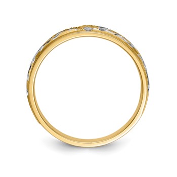 14k and Rhodium AA Quality .02 carat Diamond Trio Ladies Complete Wedding Band — alternate view