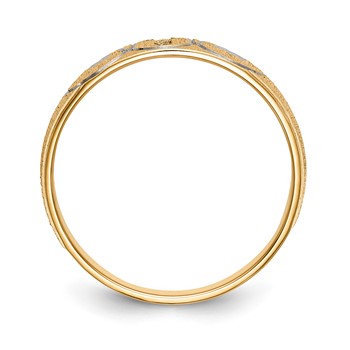 14k and Rhodium AA Quality .03 carat Diamond Trio Mens Complete Wedding Band with Cross — alternate view