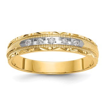 14k AA Quality 1/20 carat Diamond Trio Ladies Complete Wedding Band