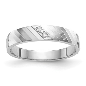 14k White Gold AA Quality Trio Ladies Wedding Band