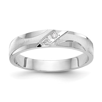 14k White Gold AA Quality .02 carat Diamond Trio Ladies Complete Wedding Band