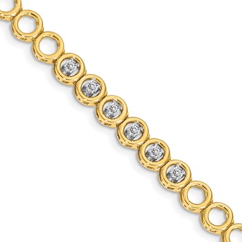 14k Holds 1/2 carat 6-2.8mm Circle Add-a-Diamond 7 inch Tennis Bracelet Mounting with 6 Heads
