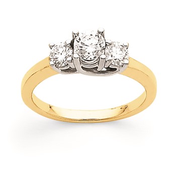 14k Two-tone VS Diamond three stone ring