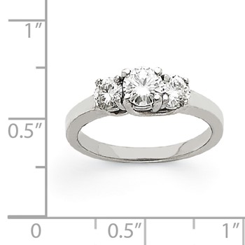 14k White Gold VS Diamond three stone ring — alternate view
