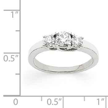 14k White Gold VS Diamond three stone ring — alternate view