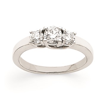 14k White Gold VS Diamond three stone ring