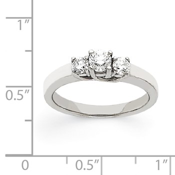 14k White Gold VS Diamond three stone ring — alternate view