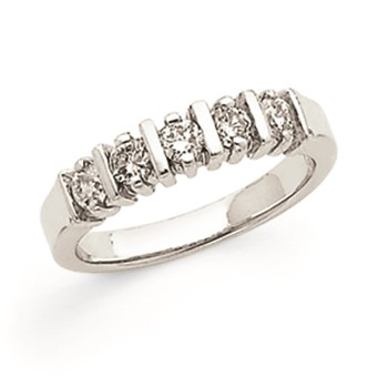 14k White Gold AAA Diamond 5-Stone Ring