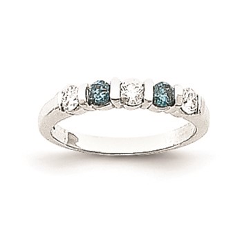 14k White Gold Blue dia/AA Ring