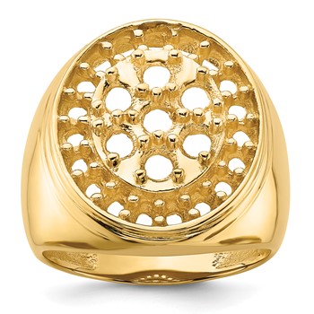 IB Goodman 14k Holds 7-3.9 / 19-2.6mm Diamonds Circular Top Mens Cluster Ring Mounting