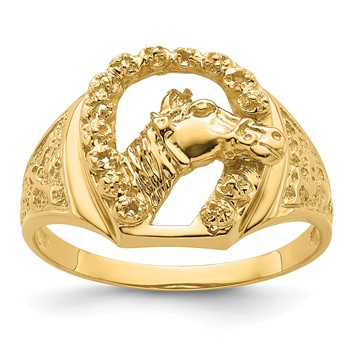 IB Goodman 14k Holds 7-1.0mm Diamonds Horseshoe with Horse in Center Mens Ring Mounting