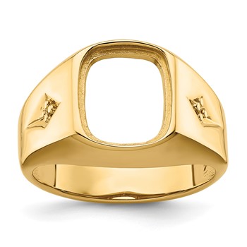 IB Goodman 14k Polished Holds 2-1.3mm Diamonds and Cushion Onyx Mens Ring Mounting