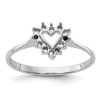 14k White Gold Polished .17ct. Diamond Heart Ring Mounting