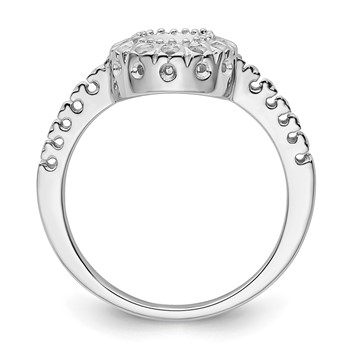 14k White Gold Polished Holds 24-1.5mm and 1-5mm Round Gemstone Ring Mounting — alternate view