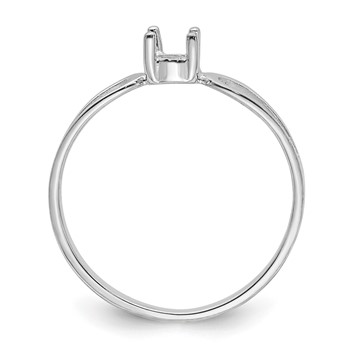 14k White Gold Polished Holds 4mm Round Gemstone Ring Mounting — alternate view